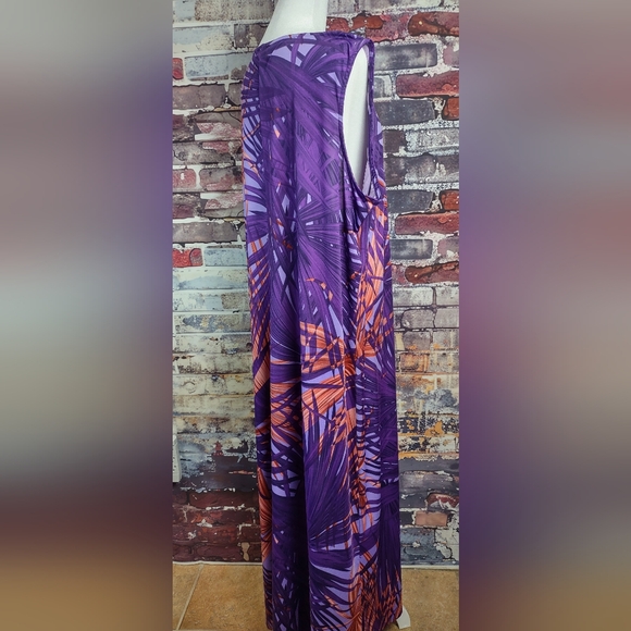 Anthony Original Tropical Palm Leaf Print Stretch Knit Dress - Picture 4 of 7